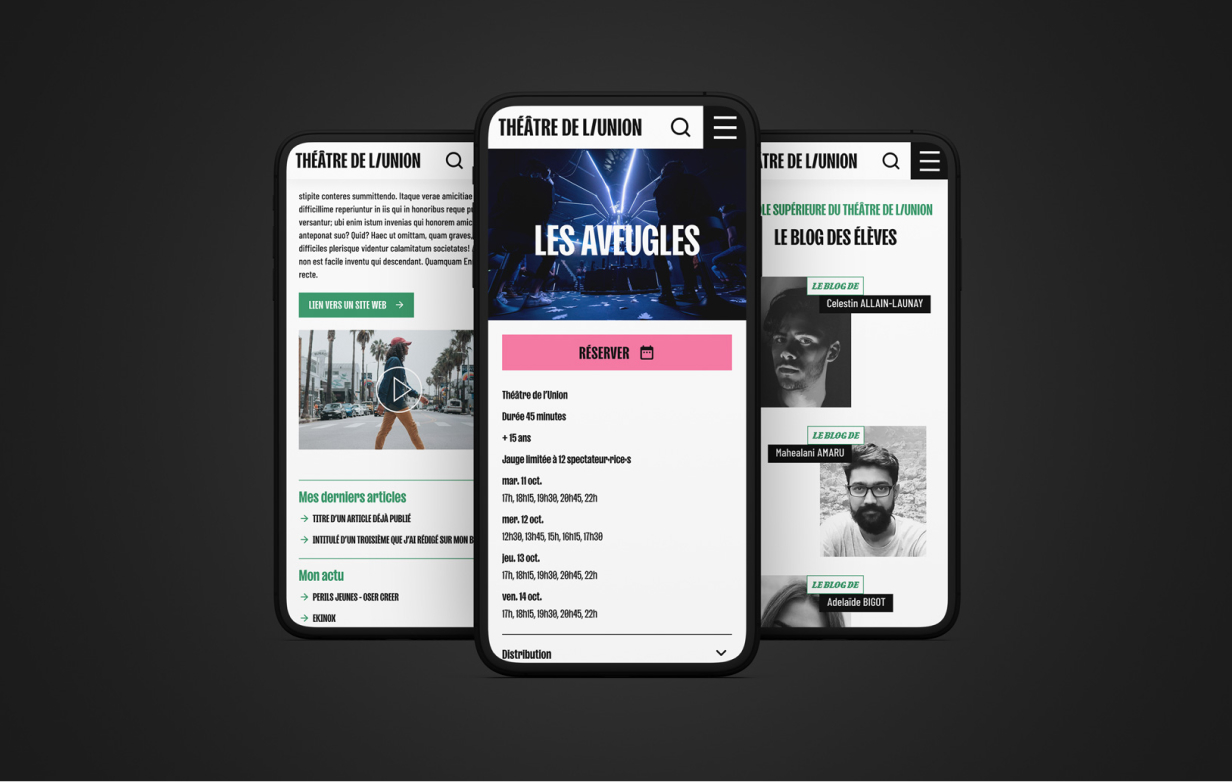 Agence Pixine : version mobile du site du  Théâtre de l'Union (vignette 2)