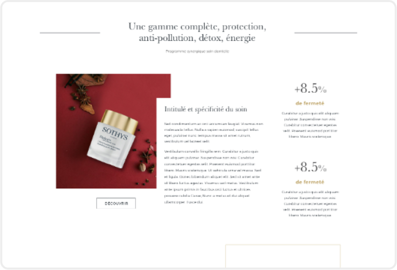 Agence Pixine : refonte du site internet de sothys.fr : vue page du site 2