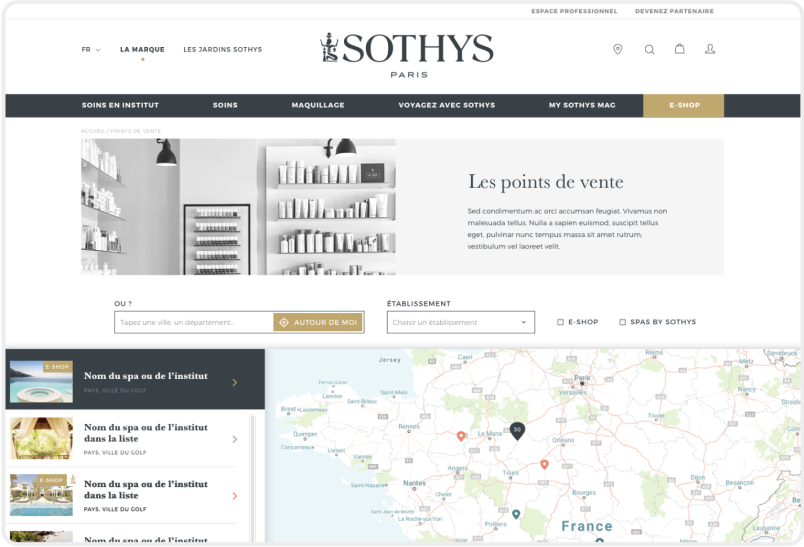 Agence Pixine : refonte du site internet de sothys.fr : vue page du site 3
