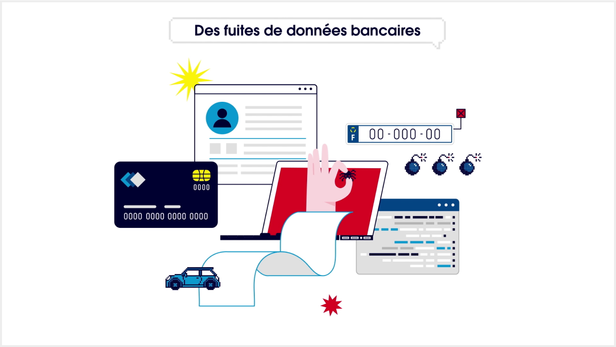 Agence Pixine : illustration "Des fuites de données bancaires", du projet Cybersécurité