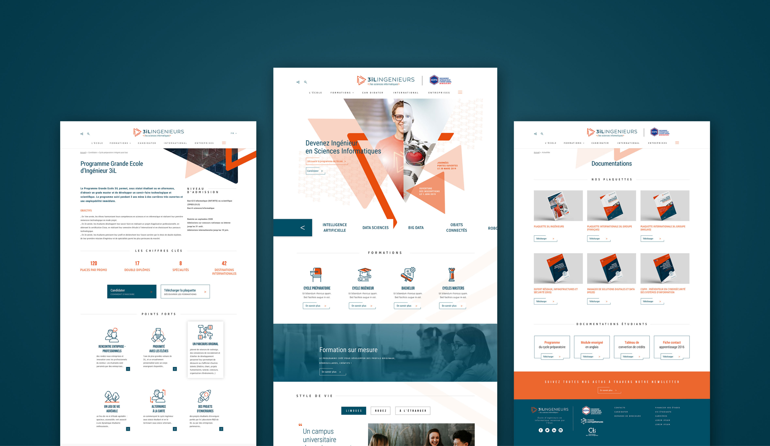 Agence Pixine : version desktop du site internet 3il école d'ingénieur