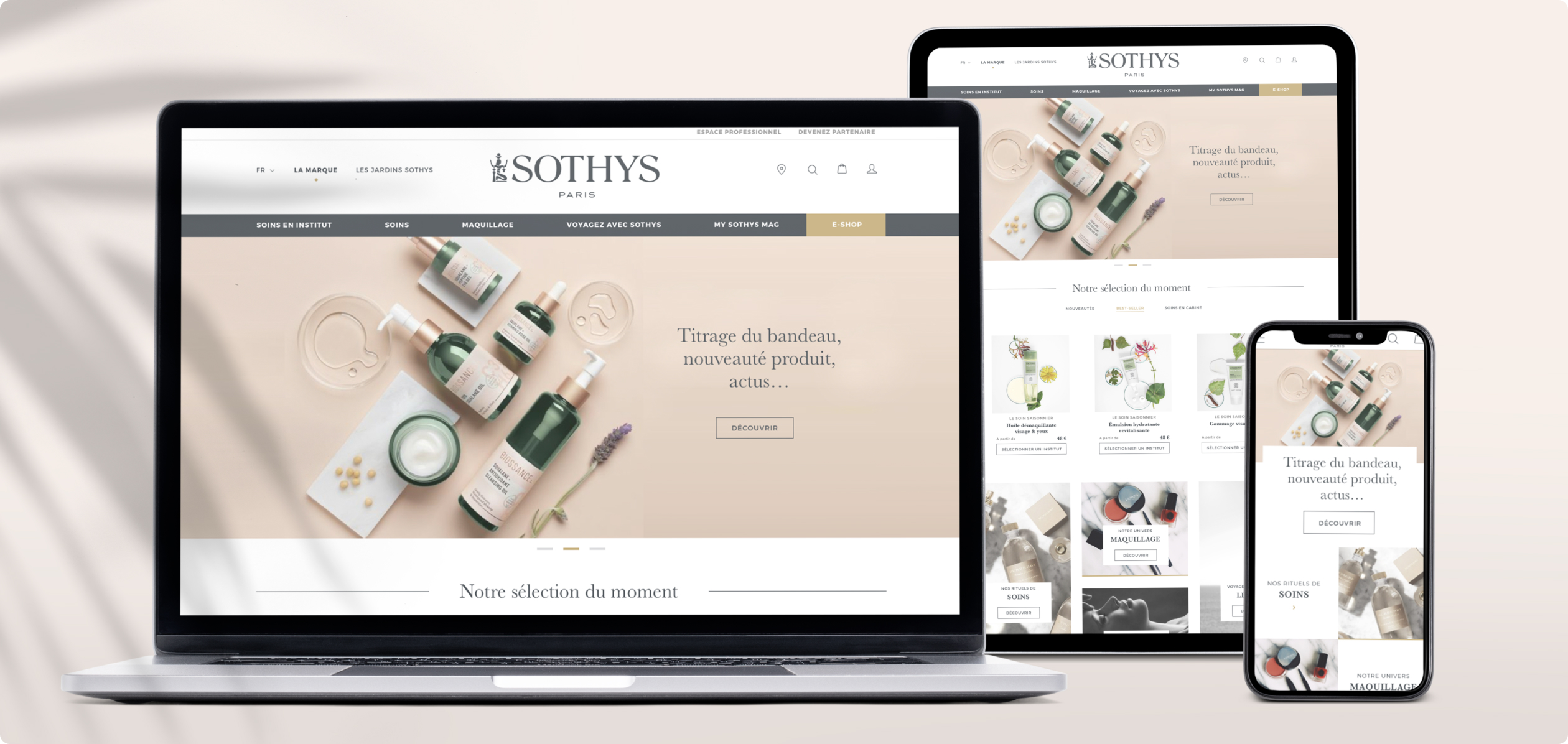 Agence Pixine : refonte du site internet de sothys.fr : vue responsive