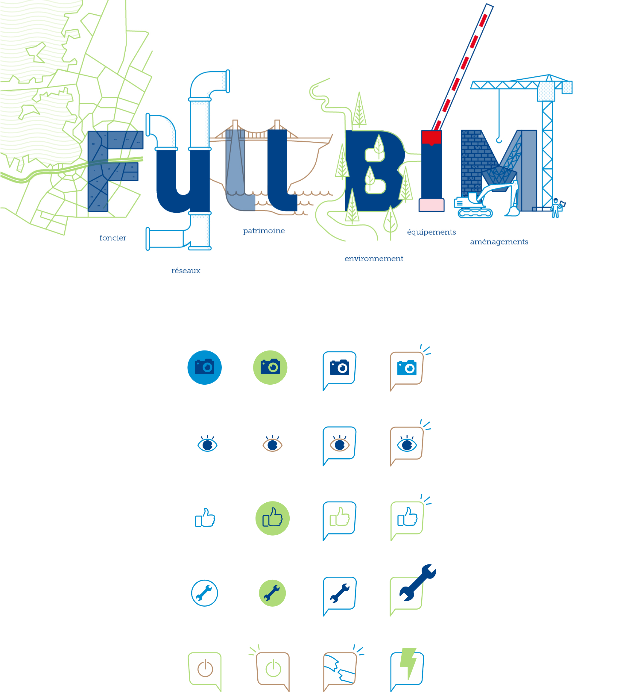 Agence Pixine : mise en scène des pictogrammes et du logotype animé FullBIM